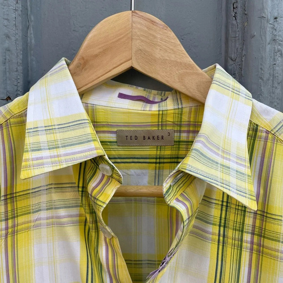 Ted Baker Yellow  plaid “parag” Buttondown, size Ted 3 (Medium) - Picture 11 of 12